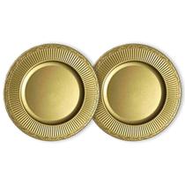 Kit 2 Un Sousplat Redondo Dourado Polipropileno 33Cm Rafimex