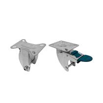 Kit 2 un suporte garfo fixo e giratório freio 4pol p/rodízio