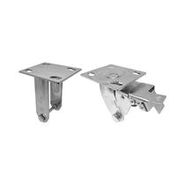 Kit 2 un suporte garfo fixo e giratório freio 8pol p/rodízio Kit 2 un suporte garfo fixo e giratório freio 8pol p/rodízio