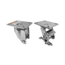 Kit 2 un suporte garfo giratório freio 4 pol p/ rodízio