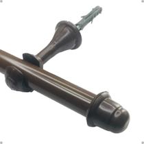 Kit 2 Un Suporte Plástico 19mm Ecológico Varão Cortina Simples Comum Ilhós Argola Cor Par Ponteira Inclusa