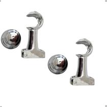 Kit 2 Un Suporte Plástico Varão Cortina Simples Comum Ilhós Argola 19mm Cor Par Ponteira Inclusa