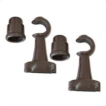 Kit 2 Un Suporte Plástico Varão Cortina Simples Comum Ilhós Argola 19mm Cor Par Ponteira Inclusa Com base