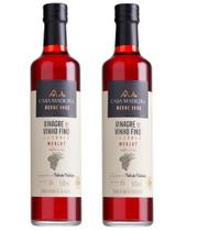 Kit 2 Un Vinagre de Vinho Tinto Fino Gourmet Merlot Casa Madeira 500 ml