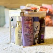 Kit 2 Und Bolsa Feminina Transparente Necessaire Maquiagem