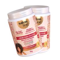 Kit 2 Und Creme De Pentear Salon Line Sos Cachos Rícino Queratina 1kg