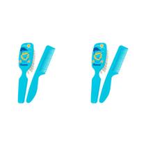 Kit 2 Und Escova Fiona + Pente Higiene Infantil Azul Ref 802520