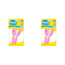 Kit 2 Und Escova Fiona + Pente Higiene Infantil Rosa Ref 802530