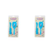 Kit 2 Und Escova Lully + Pente Higiene Infantil Azul Ref 2101