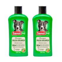 Kit 2 Und Shampoo Sanol Dog Pelos Escuros 500ml