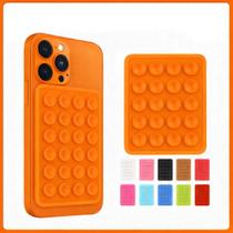 Kit 2 Und Suporte Ventosa Adesiva para Celulares Adere Qualquer Superfície Lisa cor LARANJA