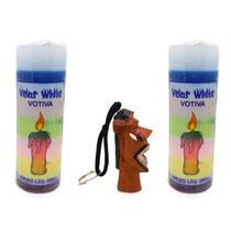 Kit 2 Und Vela de 7 dias com 7 cores 2 e 1 chaveiro carranca - VELAS SANTA RITA 3 K INDUSTRIA