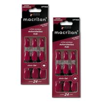 Kit 2 Unhas Autocolantes Amendoado UP702A Médio Rubi - Macrilan Kit 2 Unhas Autocolantes Amendoado UP702A Médio Rubi - Macrilan
