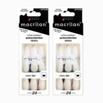 Kit 2 Unhas Postiças Bailarina Médio Renda UP707B - Macrilan