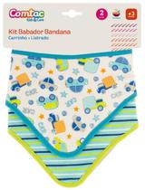 Kit 2 Uni. Babador Bandana Carrinho E Listras - Comtac Kids