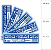 Kit 2 UNI. Controle Numerado 3 Corpos Tamoio 100 Folhas