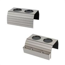 Kit 2 Uni Esteira Porta Copos Controle Braço Sofá Mdf Cinza