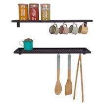 KIT 2 Uni Prateleira Strassis Design SD-3020 Metal Cor: Preto