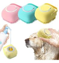 Kit 2 Unid Lava Pelo Escova Com Dispenser Banho Shampoo Pet