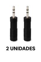 Kit 2 Unidades Adaptador P2 para P10 Estéreo Conecte Fone em Mesa de Som, Instrumentos