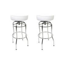 Kit 2 Unidades Banqueta Altura 65cm Bar Giratória Cromada assento branco