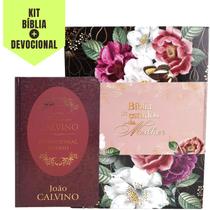 Kit 2 Unidades Bíblicas Sendo: 1 Livro Bíblico de Estudos com Caixa Organizadora Versão NVT + 1 Livro Devocional Calvino