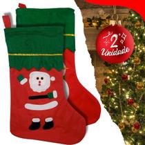 Kit 2 Unidades Bota Meia Natalina Tradicional Festa Meia Decoração 35cm Pendente Vermelha
