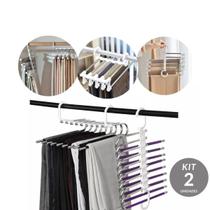 Kit 2 unidades Cabide Reforçado 5 Divisórias - Ideal para Calças e Saias Kit 2 unidades Cabide Reforçado 5 Divisórias - Ideal para Calças e Saias