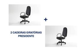 Kit 2 Unidades Cadeira Presidente Tecido Preto Kit 2 Unidades Cadeira Presidente Tecido Preto