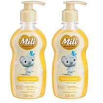 Kit 2 Unidades Condicionador Bebê Mili Love Care Talco Suave 200ml Premium Banho Hipoalérgico PH Natural Kit 2 Unidades Condicionador Bebê Mili Love Care Talco Suave 200ml Premium Banho Hipoalérgico PH Natural