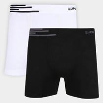 Kit 2 unidades Cueca Boxer Microfibra sem Costura LUPO Masculino Preto/Branco