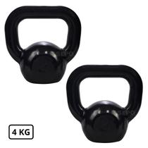 Kit 2 Unidades de Kettlebells Emborrachados Preto Par de 4Kg