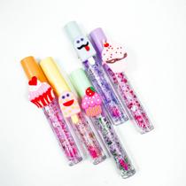 Kit 2 unidades de Lip tint gloss glitter hidratante cheirinhos doces anel sortidos maquiagens