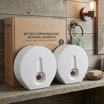 Kit 2 Unidades Dispenser Para Papel Higiênico Rolão SuperPro Bettanin Rolos De Até 300m Suporte Para Banheiro Toalete