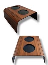 Kit 2 Unidades Esteira Porta Copos Suporte Braço Sofá MDF Caramelo