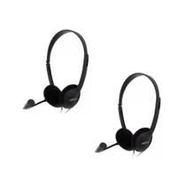 Kit 2 Unidades Fone De Ouvido Headset Office Microfone Call Center Atendente Home Bright Cor:Preto