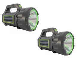 Kit 2 Unidades Lanterna Solar Recarrecável de Mão Farolete + Luminária com Luz de Emergência Strobo