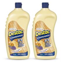 Kit 2 Unidades Limpa Piso Laminado Destac 3 em 1 Uso Direto 750ml