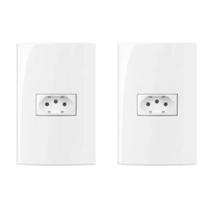 Kit 2 unidades - mg conj 1 tomada 2p+t 10a sleek 4x2 branco (16004)