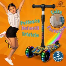 Kit 2 Unidades Patinete Infantil Com 3 Rodas Dobrável colorido 70kg