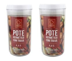 Kit 2 unidades Pote Hermético com Trava de Segurança 1,1 Litros - Clink
