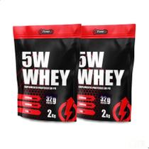Kit 2 Unidades Refil 5W Whey Protein 4KG Suplemento Alimentar Power UP 32g Proteína Saboroso