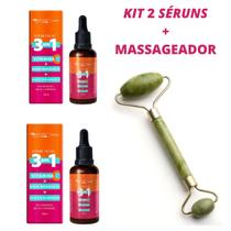 Kit 2 Unidades Serum Facial 3 Em 1 + Pedra Jade Massageador - max love