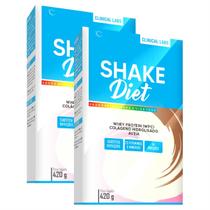Kit 2 Unidades Shake Diet 420g Clinical Labs Whey Protein com Colágeno e Aveia
