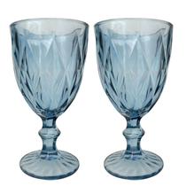 Kit 2 Unidades Taças Diamante Azul em Vidro 340ml Mesa Posta Kit 2 Unidades Taças Diamante Azul em Vidro 340ml Mesa Posta