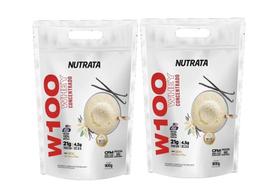 Kit 2 unidades w100 whey concentrado baunilha 900g refil - nutrata