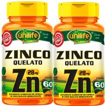 Kit 2 Unidades Zinco Quelato Puro 28mg Vegan - 60 Cápsulas Unilife