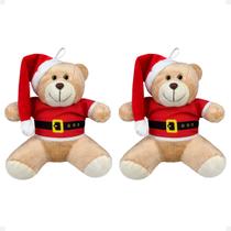 Kit 2 Ursinhos De Pelúcia Com Camiseta Natal Decoração Árvore Presente 20cm