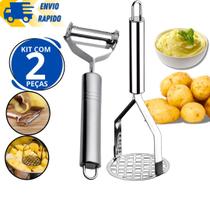 Kit 2 Utensílio Amassador Espremedor de Batata Inox e Decascador Inox Frutas Legumes Alta Qualidade Kit 2 Utensílio Amassador Espremedor de Batata Inox e Decascador Inox Frutas Legumes Alta Qualidade