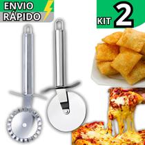 Kit 2 Utensílio Cortador De Pizza Massas Em Inox E Cortador Fechador Pastel Inox Linha Inox Premium
